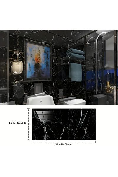 marhen Black Marble Patterned Aluminum Plastic Wall Sticker