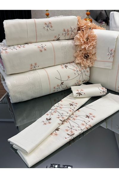 incisecrethome Double Duvet and Quilt Cover Set - Cotton Satin - 7 Pieces