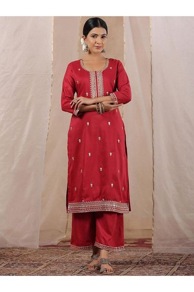 Ishin By Styli Embroidered Round Neck A-Line Kurta