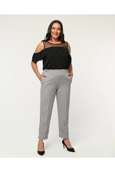 JANSO GROUP - Women's Plus Size Brown Color Cloth Pants