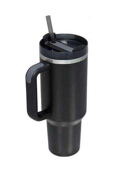 Stanley 40 Oz Vacuum Insulated Tumbler Mug with Handle & Straw Lid Leakproof Travel Cup Black