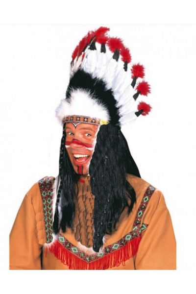 BulutRetail Native American Headgear Hat red white