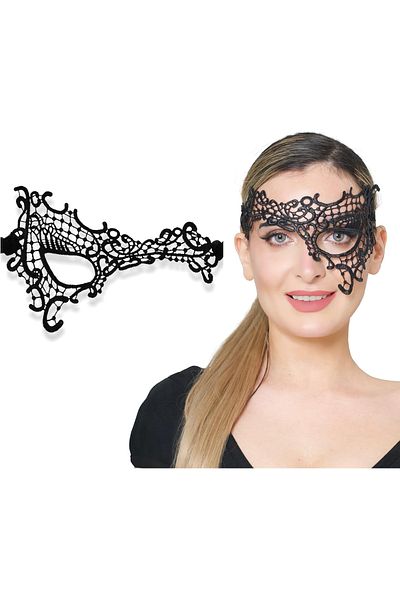 Kuzgun Online Shop Black Lace Cut Party Mask