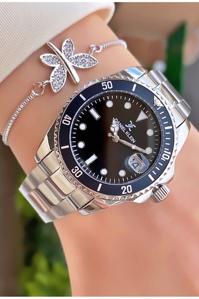 Daniel Klein Silver Colored Women's Wristwatch and Bracelet Gift