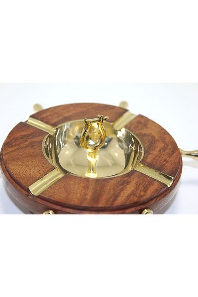 Store Wooden Sides and Brass Embroidered Ashtray