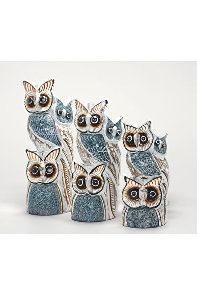 MEKs طقم بومة خشبي مكون من 3 قطع موديل 6