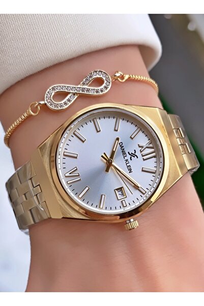 Daniel Klein Marka Altın Renk 2 Yıl Garantili Kadın Kol Saati - Bileklik Hediyeli