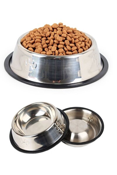 TRİPULAM Paslanmaz Çelik Mama Kabı – 22 cm Genişlik, Kaymaz Tabanlı Metal Kedi & Köpek Kasesi