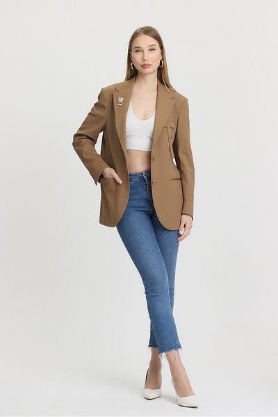 Ted Davıd Brown Double Button Closure Blazer Jacket