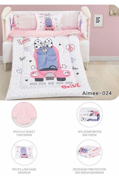 smart home Baby Bed Sheet Set, Bumper Sheet Set of 5 with Natural Cotton Filling
