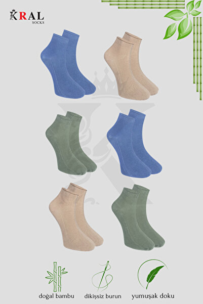 Lüx Kral Erkek Çorap 6 Çift Her Mevsim (DİKİŞSİZ BAMBU) Kısa Patik Çorap