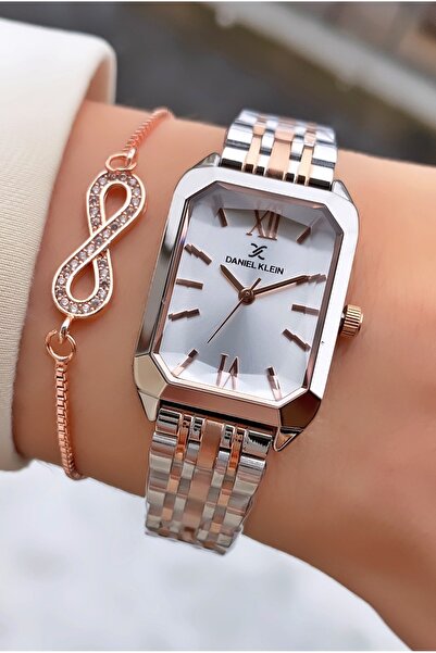 Daniel Klein Brand Rose Silver Color Women's Wristwatch - Bracelet Gift