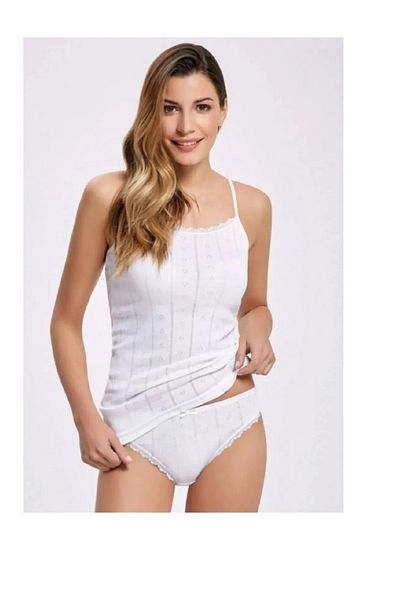 Tutku Tricou de damă din bumbac cu curele din frânghie jacquard 2 buc