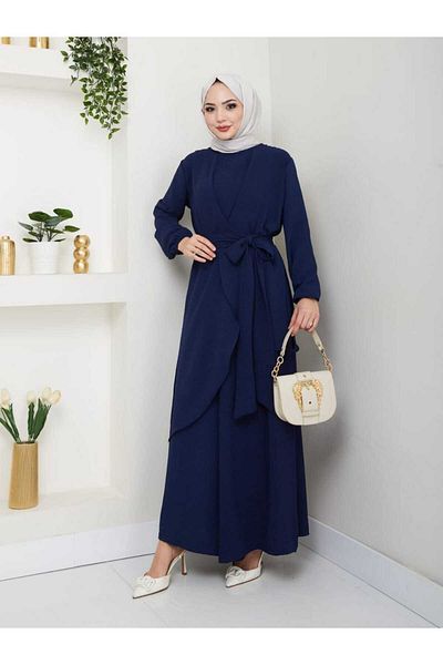 butik hira Asymmetrical Hijab Loose Wide Leg Ayrobin Suit