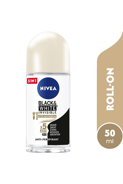 NIVEA مزيل عرق رول أون للأسود والأبيض حريري ناعم 50 مل