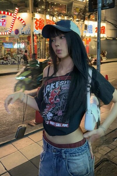 BALİNA Füme Lakeside Omuz Dekolteli Askılı Kısa Kollu Crop THE SOLO