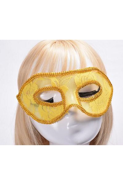 Gökler E Ticaret Yellow Lace Tulle Party Mask