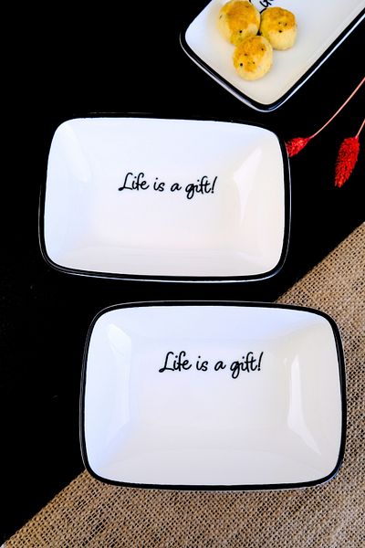 tabakevi Plate House Porcelain Motto Gift Boat Plate 2 Li 17X12X3Cm