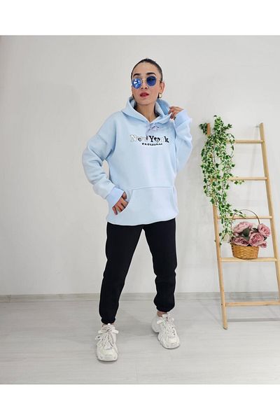 6 butik altı üstü butik Σετ αθλητικής φόρμας με κουκούλα NY 3 Thread Kangaroo Pocket