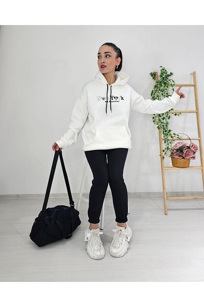 6 butik altı üstü butik Σετ αθλητικής φόρμας με κουκούλα NY 3 Thread Kangaroo Pocket