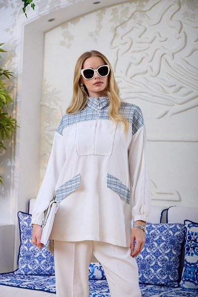 Moodbasic Sequin Plaid Zippered Crepe Suit