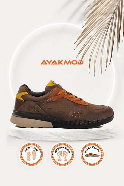 AYAKMOD 6220 Esse Anthracite Textile-δερμάτινα Ορθοπεδικά Ανδρικά Casual Παπούτσια