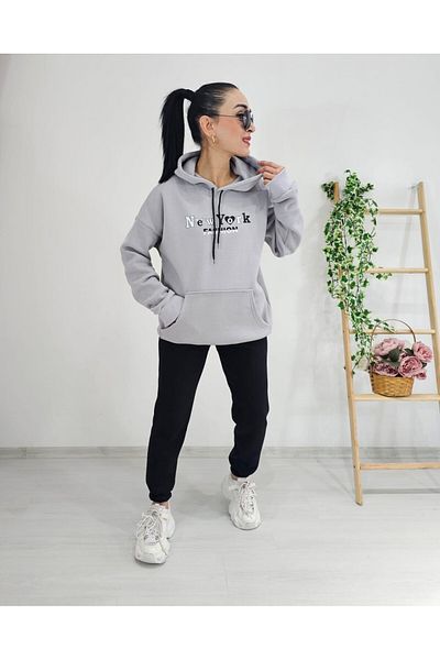 6 butik altı üstü butik Σετ αθλητικής φόρμας με κουκούλα NY 3 Thread Kangaroo Pocket