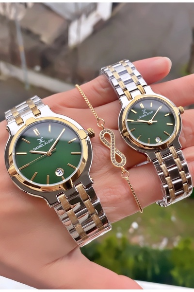 Daniel Klein Couple Watch Set for Valentine's Day - with Steel Band and Bracelet Gift in Special Box