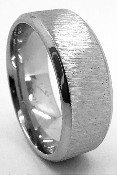 Takı Dükkanı 8mm Squared Brushed Matte Plain Women Men Steel Wedding Band Ring Cl48