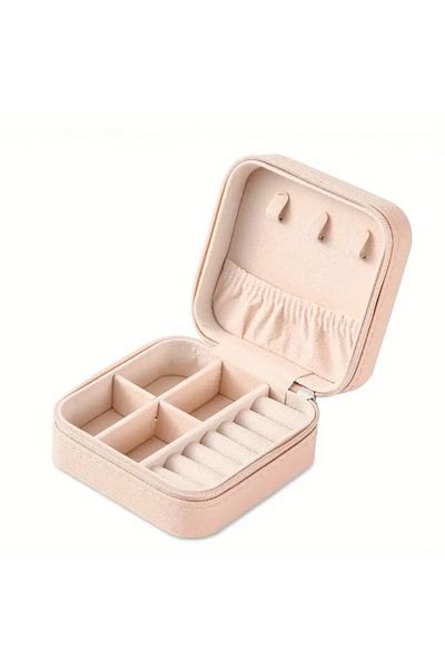 Chicom Travel Size Powder Color Jewelry Box Organizer with Velvet Compartment