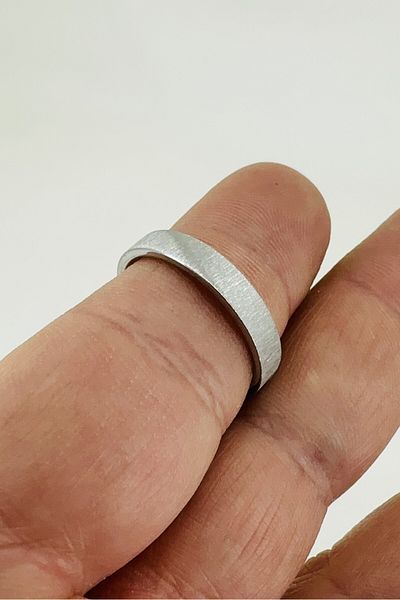Takı Dükkanı 4mm Matte Brushed Plain Women Men Steel Ring Wedding Ring Cl45