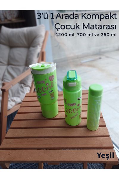 ARVALE 3 in 1 Nesting Flask Set with Sticker |   1200 Ml, 700 ml and 260 ml Children's Water Bottle