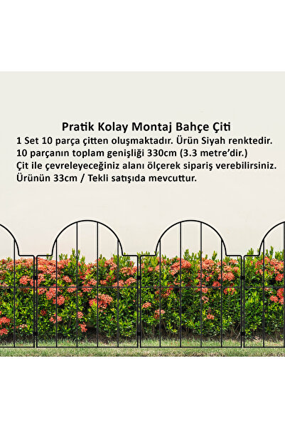 GARDEN FENCE SET OF 10 330CM MODEL - 2 BLACK