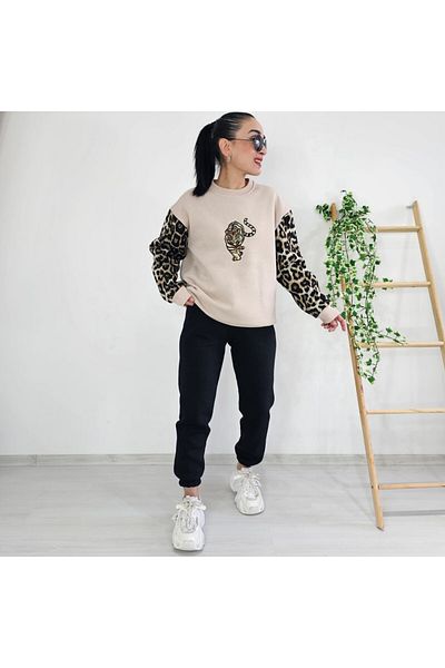 6 butik altı üstü butik Σετ αθλητικής φόρμας Tiger με κεντημένα μανίκια Leopard