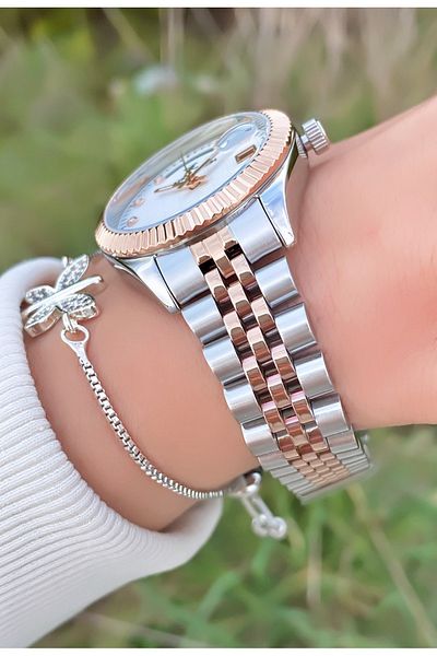 Daniel Klein Brand Rose Silver Color Women's Wristwatch - Bracelet