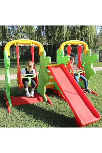 MUPARK Çift Salıncaklı Kaydıraklı Çocuk Oyun Parkı 2 Salıncak + 1 Kaydırak Anaokulu, Kreş Oyun Seti