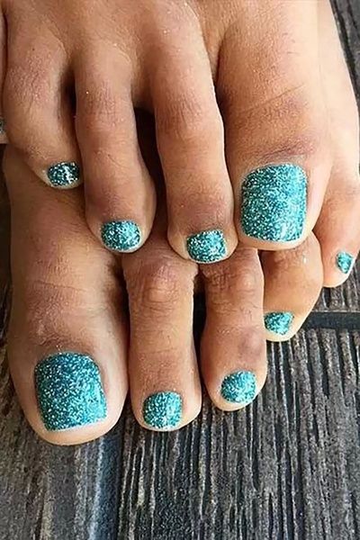 TakıDolabı 12'li Mavi Renk Sim Detaylı Ayak Takma Tırnak Seti