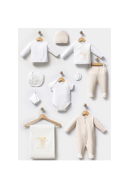Sebi Bebe 10 Pack Hospital Outlet, Newborn Hospital Outlet, 100% Cotton-Beige