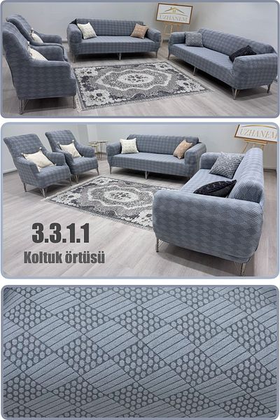 uzhanem 3.3.1.1 Set husă și huse pentru canapea model Jacquard - Husă pentru canapea Textil de casă