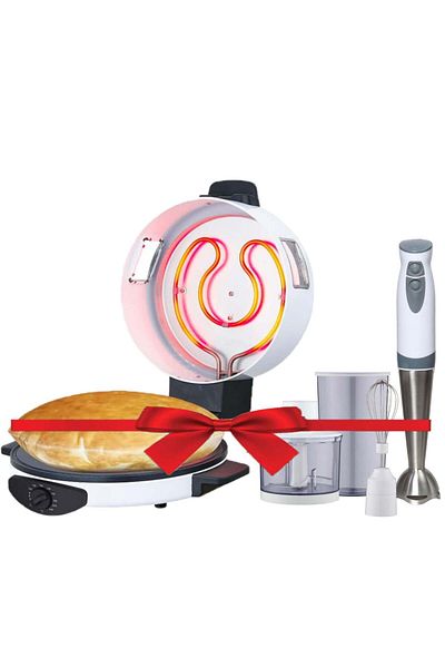 Klikonix 30 cm Arabic Bread & Pizza Maker with Klikon 4 in 1 600 ML Electric Hand Blender Set 500W K