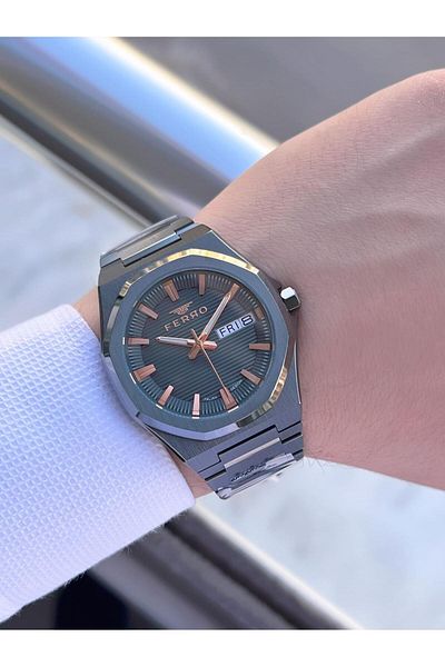FERRO Erkek Kol Saati Italian Design 3 Atm Wristwatch Efm40136-A4 Steel Band as Engaged and Bridegroom