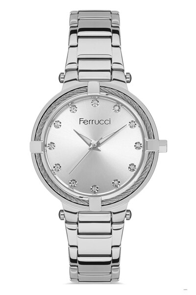 Ferrucci Silver Color Women's Wristwatch Steel Case Steel Band Waterproof 2 Y...