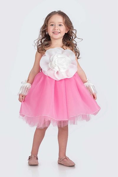 vestitino Girl's Evening Dress Karolin Fabric with Rose Accessories