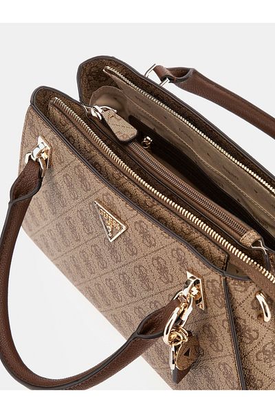 Guess Луксозна дамска чанта Noelle Satchel, кафява, Hwbg7879070-lgw