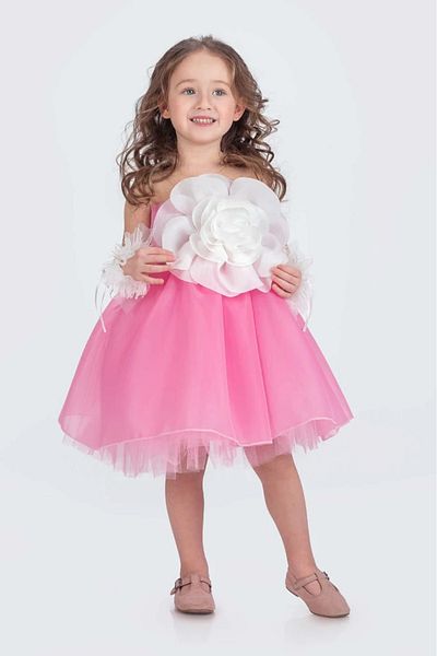 vestitino Girl's Evening Dress Karolin Fabric with Rose Accessories