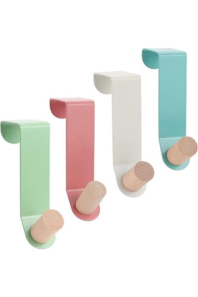 COOYA 4PCS Over the Door Hooks, for Hanging Clothes, Reversible,for Bedroom Bathroom Kitchen Wardrobe