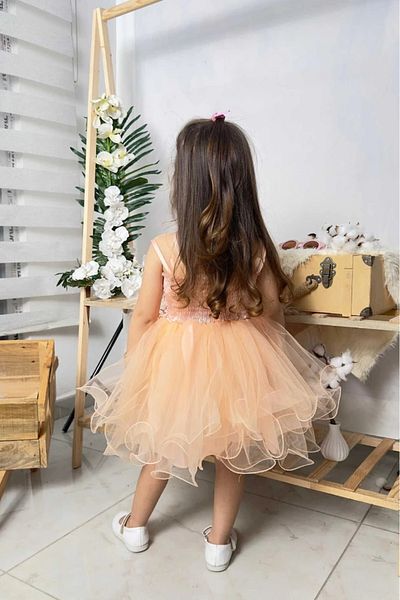 vestitino Girl's Puffy Skirt Dress with Pearl Detail