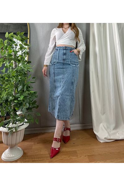 SOLİS MODA Women's Plus Size Denim Effect