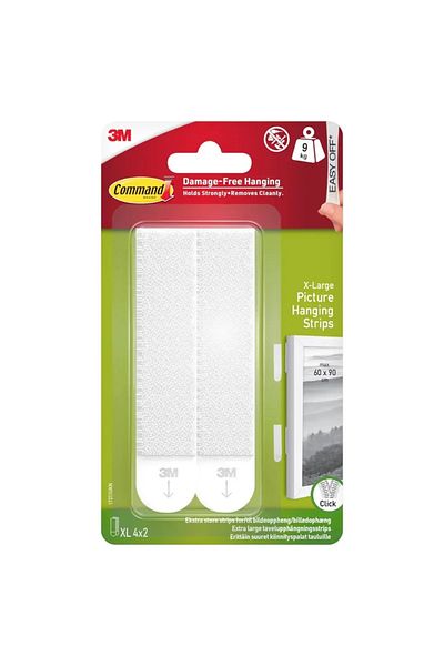 3M Command Picture Hanging Strips (4 Pairs, Up to 9 kg, White)