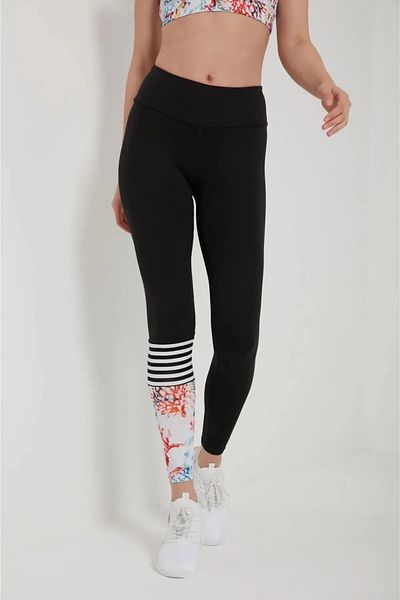QUHOX Women's High Waist Tightening Sports Tights Blackwhite
